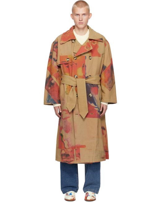 Kidsuper Multicolor Faces Collage Trench Coat for men