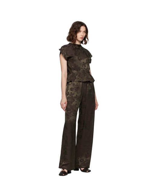 MM6 by Maison Margiela Black Khaki & Burgundy Jacquard Trousers