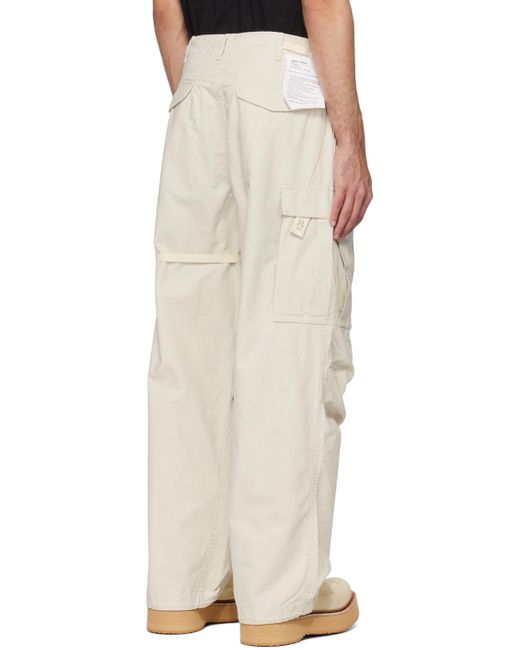 R13 Natural Off-white Mark Military Cargo Pants for men