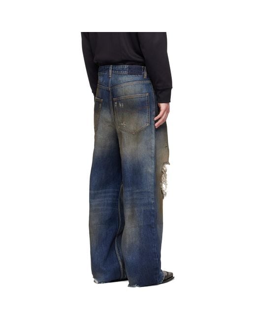 Vetements Blue Trashed Jeans for men