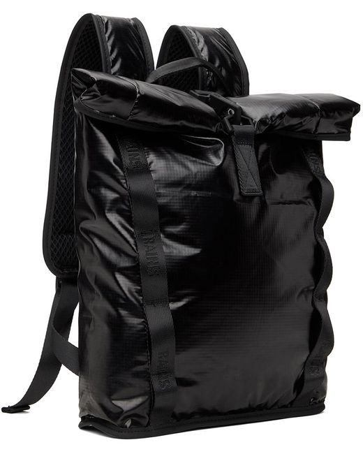 Rains Black Sibu Rolltop Rucksack Mini Backpack for men