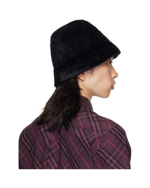 Burberry Blue Knight Stamp Faux Fur Bucket Hat for men