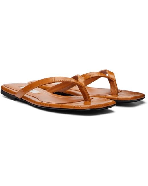 Totême  Black Croco-Embossed Flip-Flops