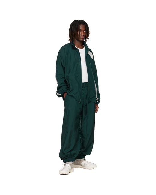 Y-3 Green Raw Edge 3 Stripes Nylon Shell Track Pants for men