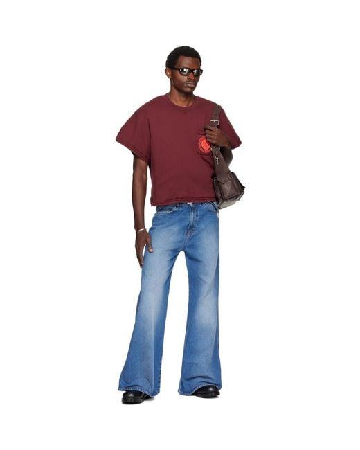 Lu'u Dan Red Burgundy Wadded Pocket T-Shirt for men