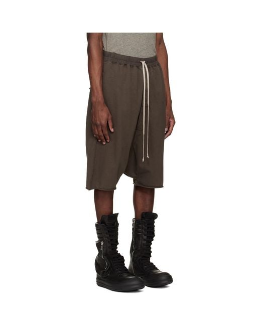 Rick Owens Black Temple Drawstring Pods Shorts for men