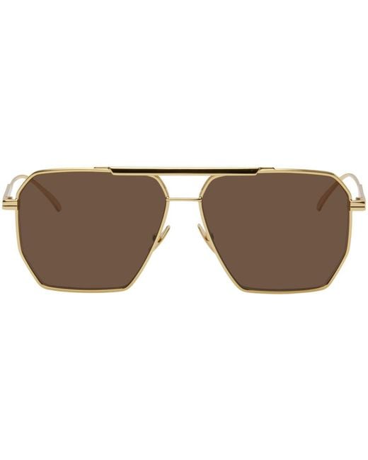 Bottega Veneta Black Gold Classic Aviator Sunglasses for men