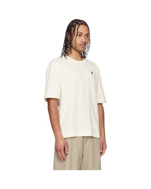 AMI White Cotton Place Des Victoires Print T-Shirt for men