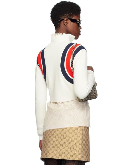 Gucci White Striped Turtleneck