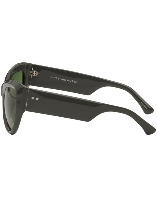 Dries Van Noten Green Gray Linda Farrow Edition Wrap Sunglasses