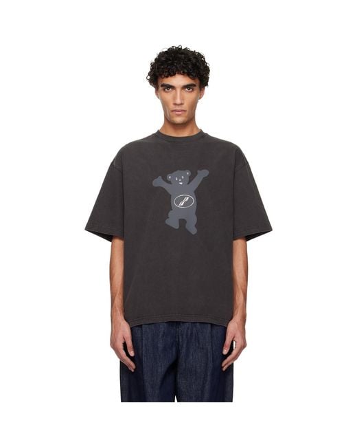 we11done Black Teddy Logo T-Shirt for men