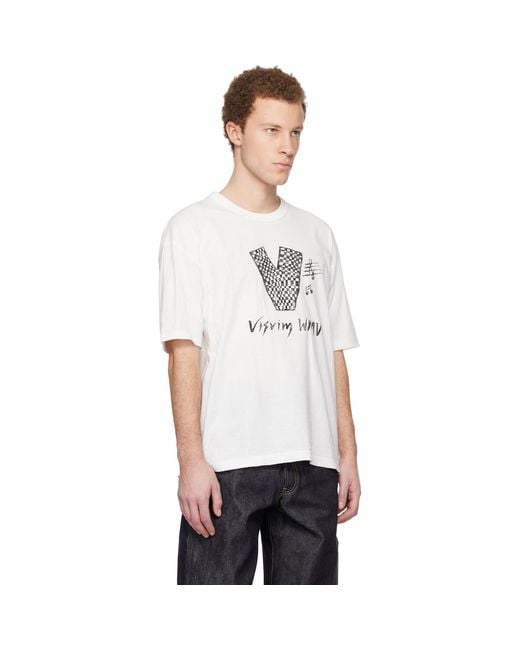 Visvim White Off- Jumbo S/S V Crash T-Shirt for men