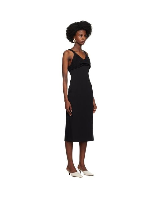 RECTO. Black Chunky Bra Top Patch Midi Dress