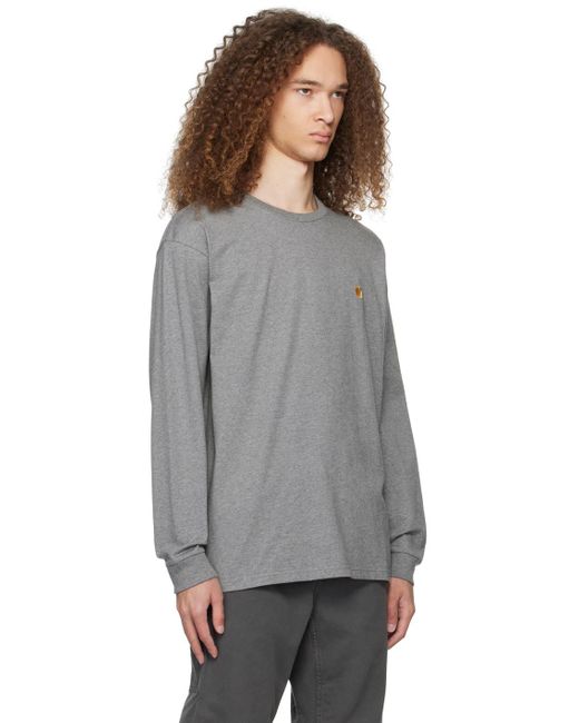 Carhartt Gray Chase Long Sleeve T-shirt for men