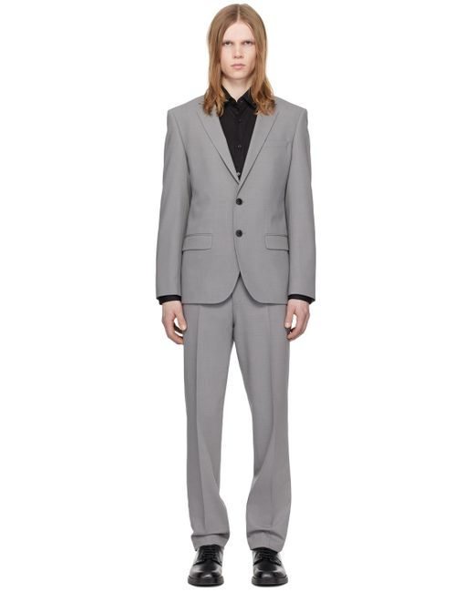 HUGO Black Gray Slim-fit Suit for men