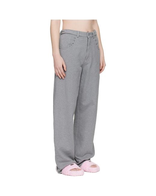 MM6 by Maison Margiela Gray Wide-Leg Cotton Trousers