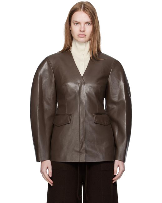 Nanushka Brown Erina Regenerated Leather Blazer