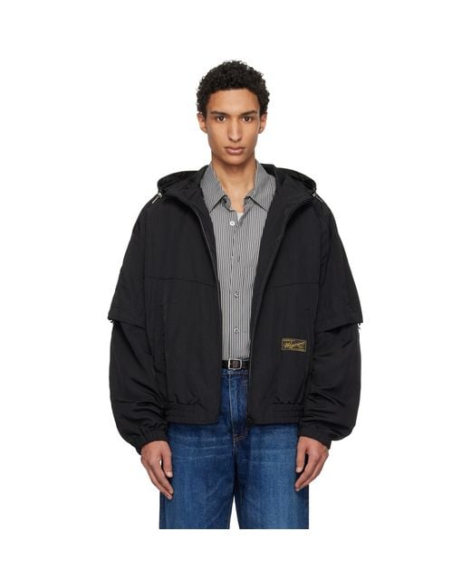 Wooyoungmi Black Layered Windbreaker Jacket for men