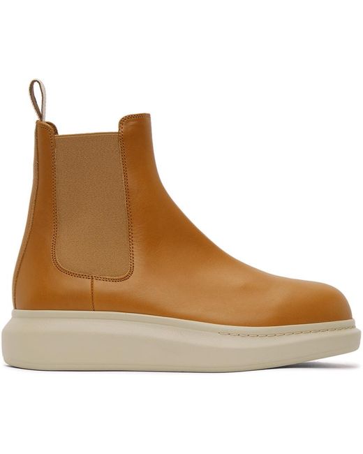 Alexander McQueen Brown Tan Hybrid Chelsea Boots for men