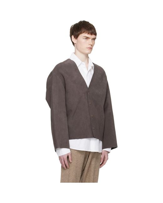Entire studios Black Taupe Minimal Suede Jacket for men
