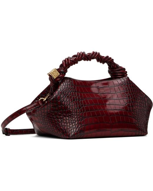 Ganni Red Croc-Embossed Leather Top-Handle Bag