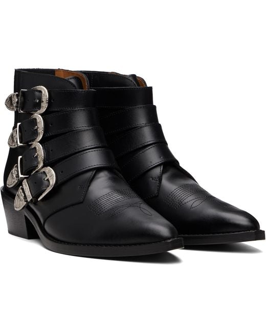 Toga Virilis Black 4 Metal Cowboy Boots for men