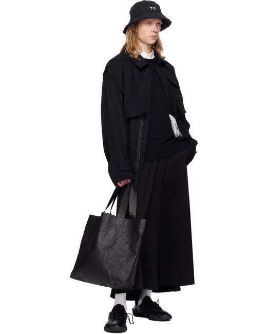 Y-3 Black Twill Coat for men