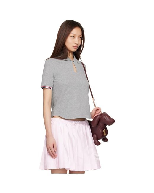 Thom Browne Gray Pique Keyhole Polo