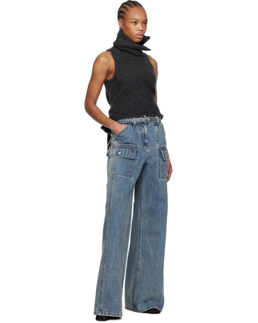 3.1 Phillip Lim Blue Wide-Leg Belted Cargo Jeans