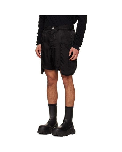 Rick Owens Black Temple Stefan Cargo Shorts for men