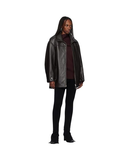 Courreges Black Oversized Leather Jacket