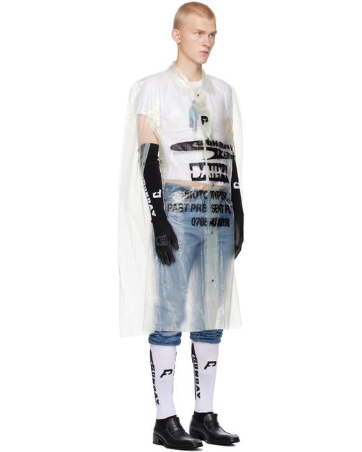 PROTOTYPES Black Transparent Printed Poncho Jacket for men