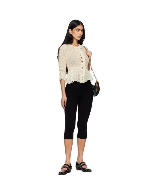 Chloé Black Off- Cropped Ruffle Alpaca & Silk Knit Cardigan