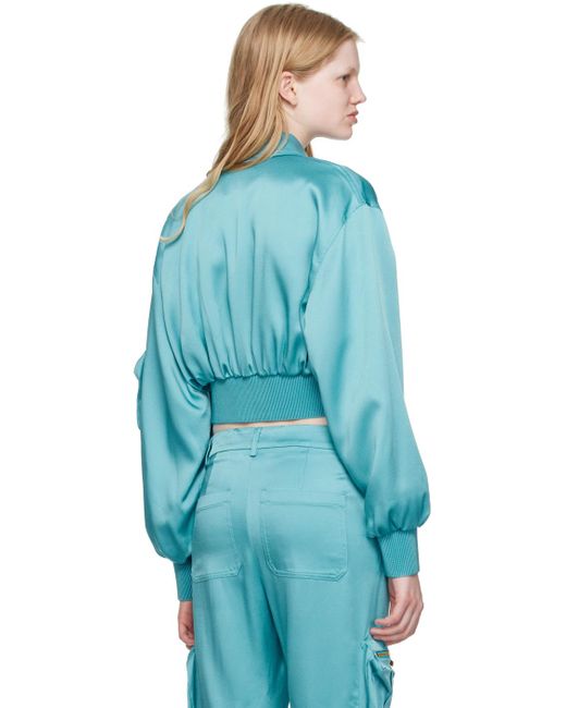 Blumarine Blue Cargo Bomber Jacket