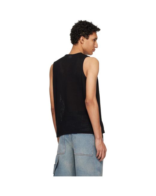 Courreges Black Printed Mesh Tank Top for men