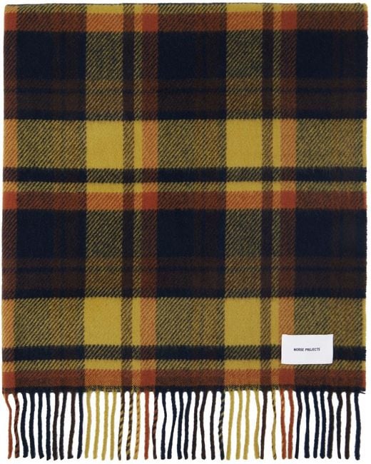 Norse Projects Blue Multicolor Checked Scarf for men