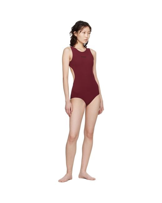 Jil Sander Red Burgundy Jersey Swimsuit