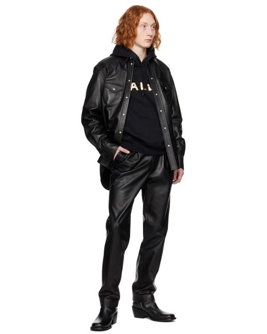 Bally Black Pleated Leather Pants for men