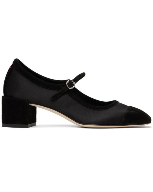 Aeyde Black Aline Satin & Kid Suede Mary-Jane Heels