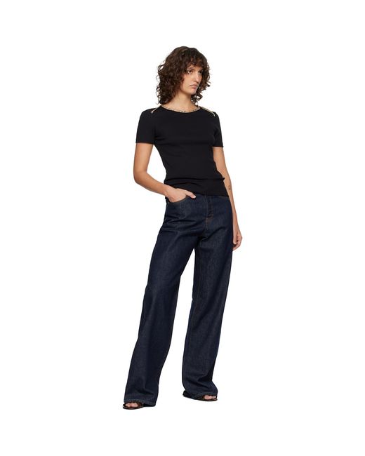 Burberry Black Check Trim Stretch Cotton T-Shirt