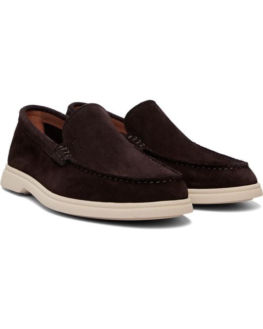 Boss Black Emed Logo Suede Loafers for men