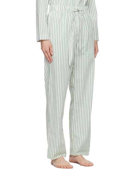 Pantalon de pyjama blanc et vert à cordon coulissant Tekla en coloris White