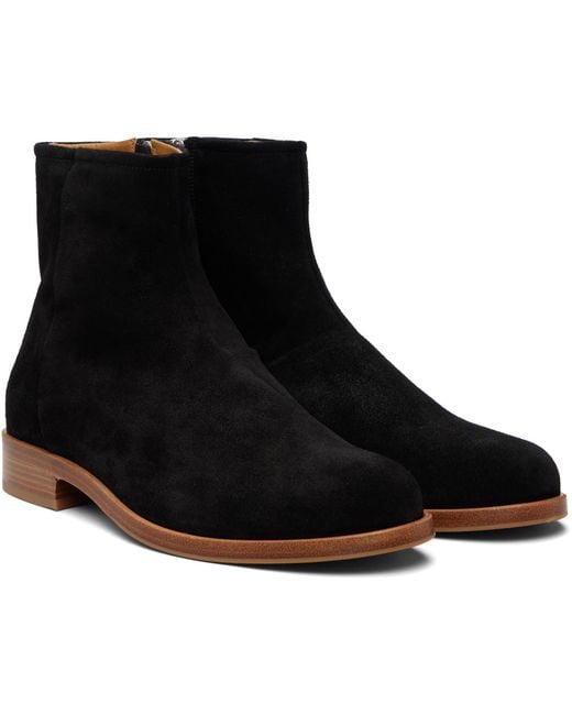 Common Projects Black Waxed Suede Zipper Boots for men