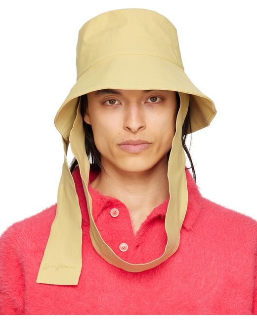 Jacquemus Green Khaki Le Raphia 'le Bob Bando' Bucket Hat for men