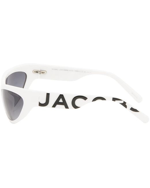Marc Jacobs ホワイト ボールド ロゴ ラップアラウンド サングラス White