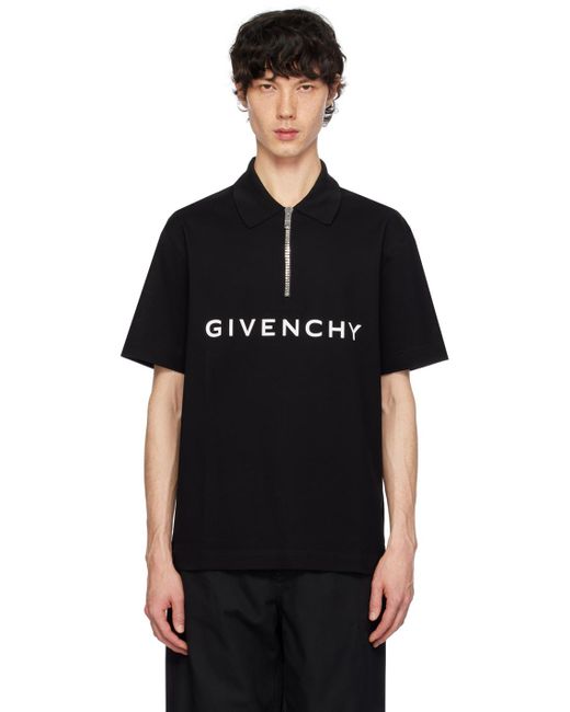 Givenchy Black Archetype Zipped Polo Shirt for men