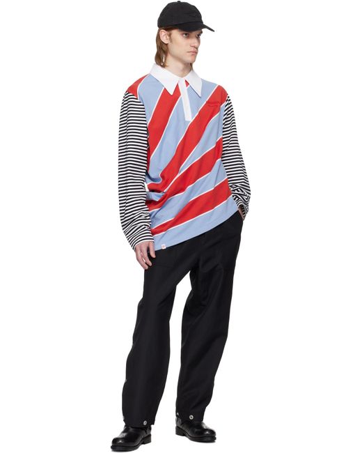 メンズ Charles Jeffrey レッド＆ブルー Topsy Turvy ポロシャツ Red