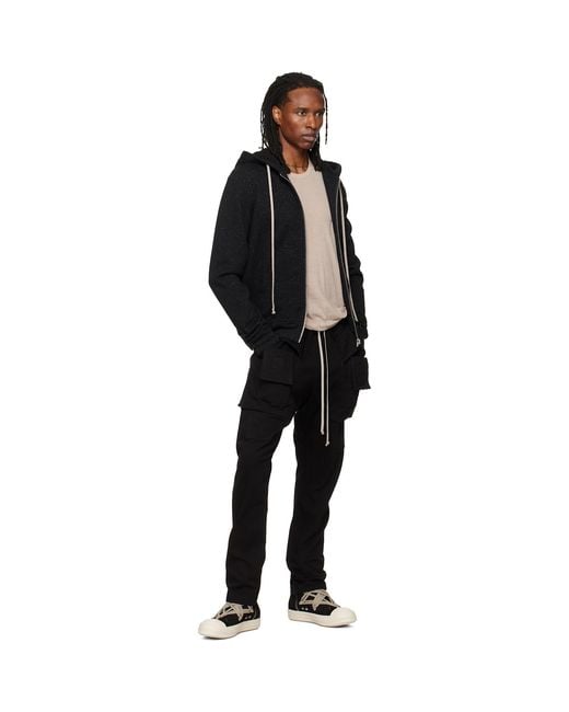 Rick Owens Black Tower Creatch Drawstring Cargo Pants for men