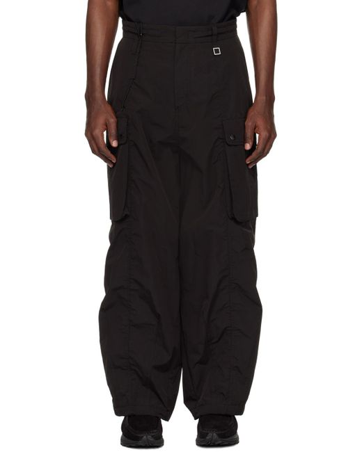Wooyoungmi Black Curved Cargo Pants for men