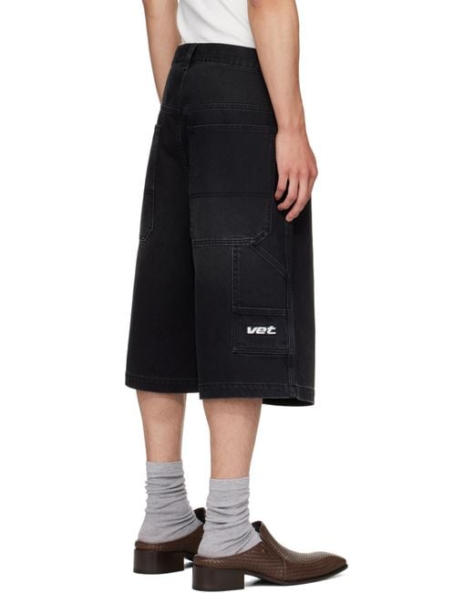 Vetements Black Hip-Hop Denim Shorts for men